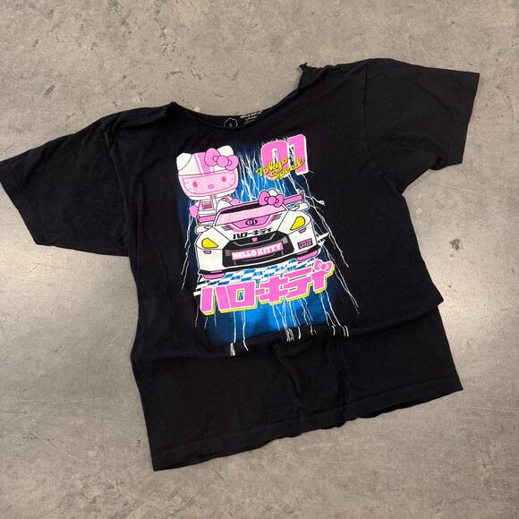 Vintage Y2K Hello Kitty Tokyo Speed Japan Car Racing Black Graphic Tee L - Picture 1 of 5